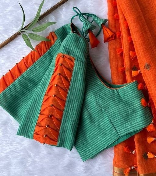 Leaf Green Pleated Blouse